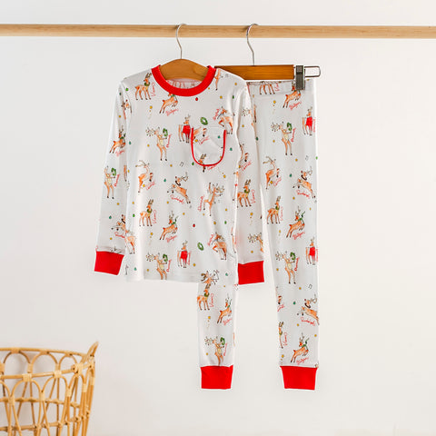 Nola Tawk Long Sleeve Organic Cotton PJ Set - Oh Deer, Christmas is Here! - Let Them Be Little, A Baby & Children's Clothing Boutique