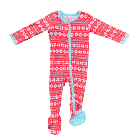 Kozi & Co Zipper Footie - Nordic Red - Let Them Be Little, A Baby & Children's Clothing Boutique