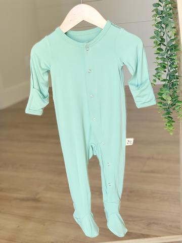 Kozi & Co Essentials Footed Pajama - Grasshopper Green - Let Them Be Little, A Baby & Children's Boutique