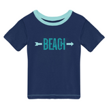 Kickee Pants Short Sleeve Easy Fit Crew Neck Graphic Tee - Flag Blue Beach - Let Them Be Little, A Baby & Children's Clothing Boutique
