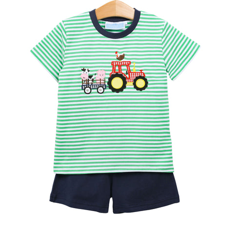Trotter Street Kids Shorts Set - Tractor - Let Them Be Little, A Baby & Children's Clothing Boutique