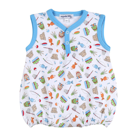 Magnolia Baby Printed Sleeveless Front Snap Bubble - What a Catch - Let Them Be Little, A Baby & Children's Clothing Boutique