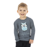 Kickee Pants Solid Long Sleeve Graphic Easy Fit Crew Neck Tee - Slate Ready to Learn - Let Them Be Little, A Baby & Children's Clothing Boutique