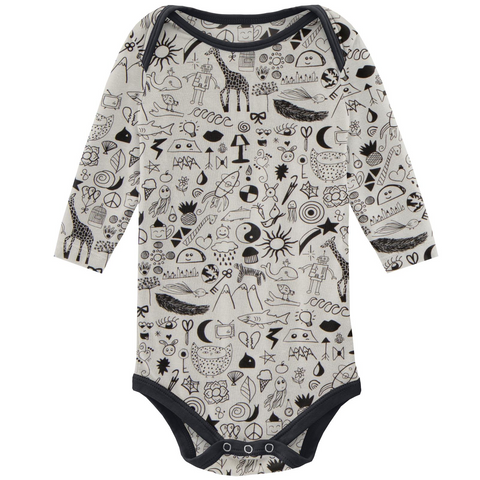 Kickee Pants Printed Long Sleeve One Piece - Doodles - Let Them Be Little, A Baby & Children's Clothing Boutique