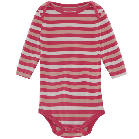 Kickee Pants Printed Long Sleeve One Piece - Hopscotch Stripe - Let Them Be Little, A Baby & Children's Clothing Boutique
