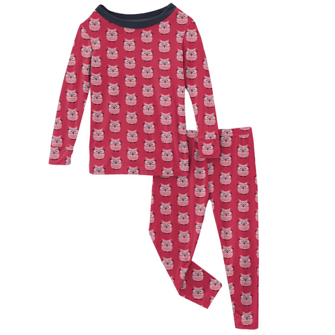 Kickee Pants Print Long Sleeve Pajama Set - Taffy Wise Owls - Let Them Be Little, A Baby & Children's Clothing Boutique