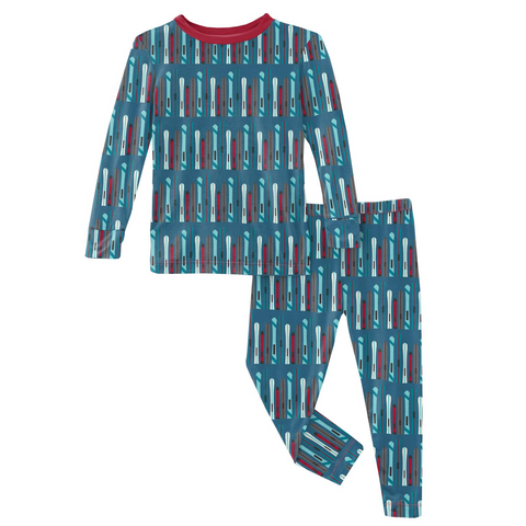 Kickee Pants Print Long Sleeve Pajama Set - Twilight Skis - Let Them Be Little, A Baby & Children's Clothing Boutique