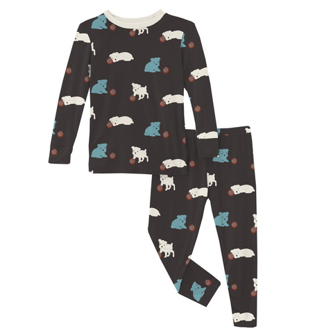 Kickee Pants Print Long Sleeve Pajama Set - Midnight Puppy - Let Them Be Little, A Baby & Children's Clothing Boutique