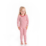 Kickee Pants Print Long Sleeve Pajama Set - Crimson Candy Cane Stripe - Let Them Be Little, A Baby & Children's Clothing Boutique