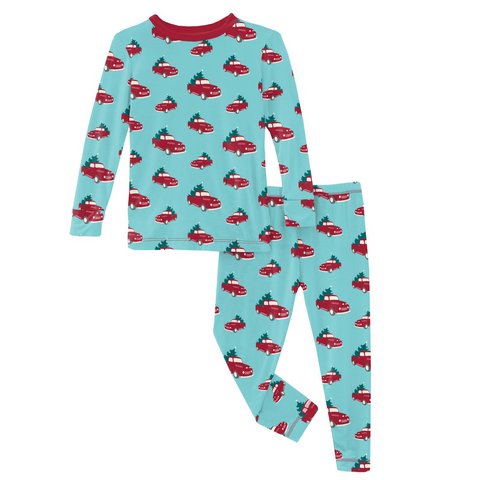 Kickee Pants Print Long Sleeve Pajama Set - Iceberg Trucks and Trees - Let Them Be Little, A Baby & Children's Clothing Boutique