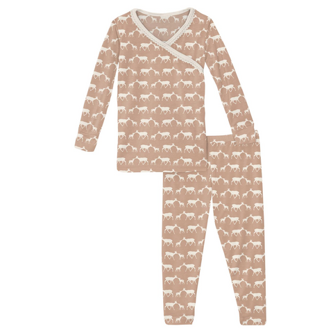 Kickee Pants Print Long Sleeve Scallop Kimono Pajama Set - Doe & Fawn - Let Them Be Little, A Baby & Children's Clothing Boutique