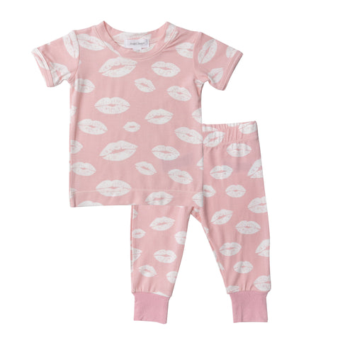 Angel Dear Short Sleeve 2 Piece PJ Set - Kisses Pink - Let Them Be Little, A Baby & Children's Clothing Boutique