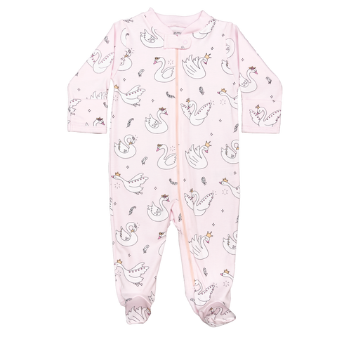 Baby Noomie Zipper Footie - Swan - Let Them Be Little, A Baby & Children's Clothing Boutique