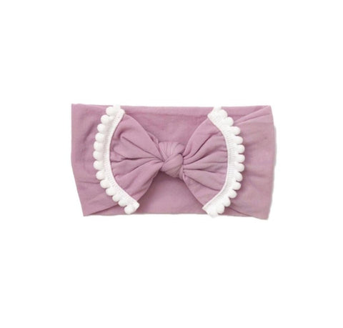 Poppy Knots Pom Pom Bow - Lilac - Let Them Be Little, A Baby & Children's Boutique