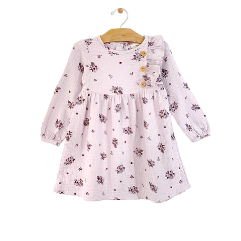 City Mouse Side Button Dress - Lilac Floral - Let Them Be Little, A Baby & Children's Clothing Boutique