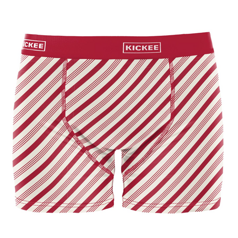 Kickee Pants Men's Print Boxer Brief - Crimson Candy Cane Stripe - Let Them Be Little, A Baby & Children's Clothing Boutique