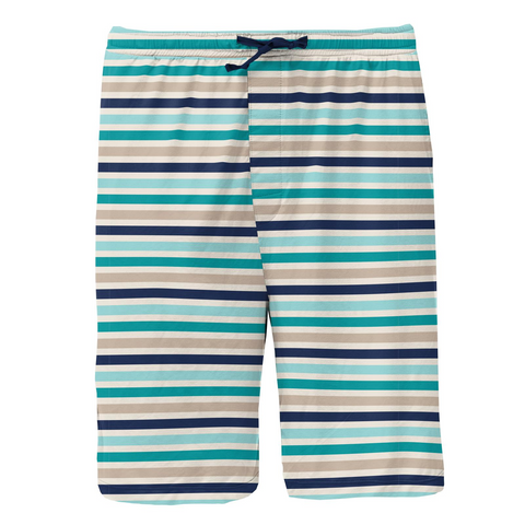 Kickee Pants Men's Print Lounge Shorts - Sand & Sea Stripe - Let Them Be Little, A Baby & Children's Clothing Boutique