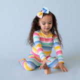 Macaron + Me Long Sleeve Toddler PJ Set - Ombre Stripes - Let Them Be Little, A Baby & Children's Clothing Boutique