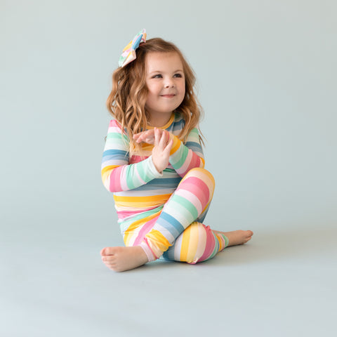 Macaron + Me Long Sleeve Toddler PJ Set - Ombre Stripes - Let Them Be Little, A Baby & Children's Clothing Boutique