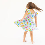 Macaron + Me Flutter Sleeve Swing Dress - Neon Dino - Let Them Be Little, A Baby & Children's Clothing Boutique