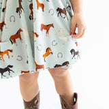 Macaron + Me Flutter Sleeve Swing Dress - Western Horses - Let Them Be Little, A Baby & Children's Clothing Boutique