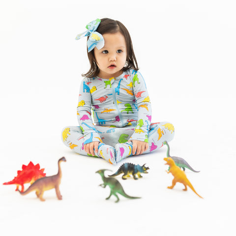Macaron + Me Zipper Footsie - Neon Dino - Let Them Be Little, A Baby & Children's Clothing Boutique