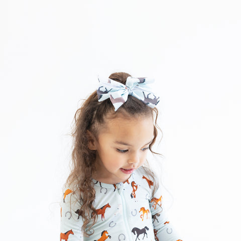 Macaron + Me Nylon Clippy Bow - Western Horses - Let Them Be Little, A Baby & Children's Clothing Boutique