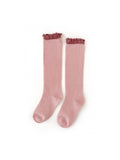 Little Stocking Co. Lace Top Knee Highs - Blush w/ Mauve Lace - Let Them Be Little, A Baby & Children's Clothing Boutique