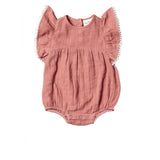 City Mouse Lace Flutter Sleeve Bubble Romper - Canyon - Let Them Be Little, A Baby & Children's Clothing Boutique