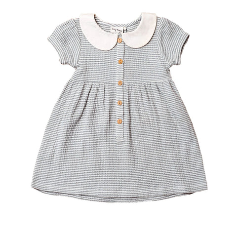 City Mouse Round Collar Dress - Slate Stripe - Let Them Be Little, A Baby & Children's Clothing Boutique