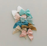 Poppy Knots Oversized Edged Bow on Clip - Storm - Let Them Be Little, A Baby & Children's Boutique
