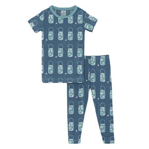 Kickee Pants Print Short Sleeve Pajama Set - Twilight Fireflies - Let Them Be Little, A Baby & Children's Clothing Boutique