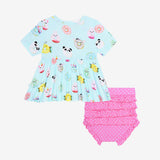 Posh Peanut Short Sleeve Peplum Ruffled Bummie Set - Donuts - Let Them Be Little, A Baby & Children's Clothing Boutique