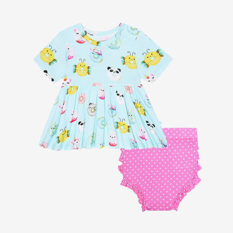 Posh Peanut Short Sleeve Peplum Ruffled Bummie Set - Donuts - Let Them Be Little, A Baby & Children's Clothing Boutique