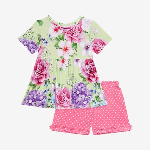 Posh Peanut Short Sleeve Peplum Top & Ruffled Short Set - Georgina - Let Them Be Little, A Baby & Children's Clothing Boutique