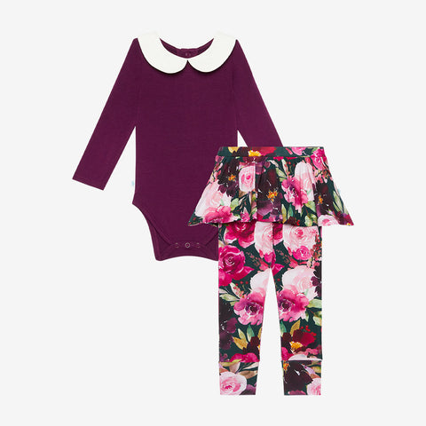 Posh Peanut Long Sleeve Peterpan Collar Bodysuit & Skirted Legging Set - Zelda - Let Them Be Little, A Baby & Children's Clothing Boutique