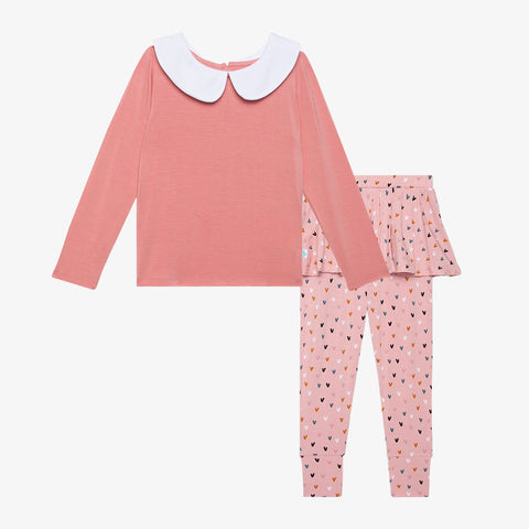 Posh Peanut Long Sleeve Peterpan Collar T-Shirt & Skirted Legging Set - Cassidy - Let Them Be Little, A Baby & Children's Clothing Boutique