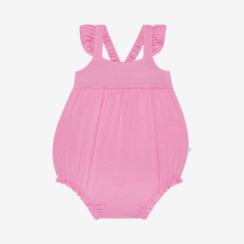Posh Peanut Ruffled Cap Sleeve Bubble Romper - Pink Peony - Let Them Be Little, A Baby & Children's Clothing Boutique