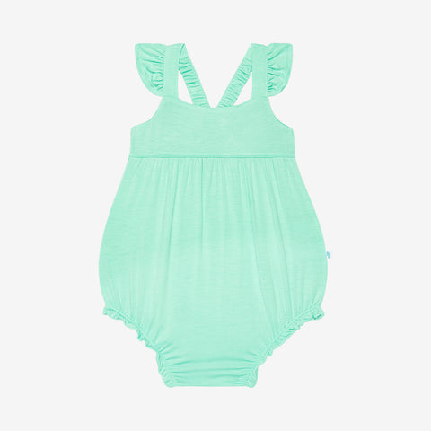 Posh Peanut Ruffled Cap Sleeve Bubble Romper - Sea Glass - Let Them Be Little, A Baby & Children's Clothing Boutique