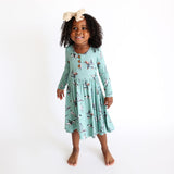 Posh Peanut Long Sleeve Henley Twirl Dress - Wallace - Let Them Be Little, A Baby & Children's Clothing Boutique