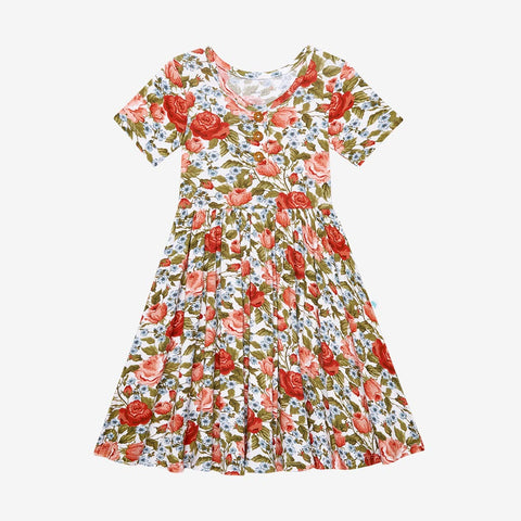Posh Peanut Short Sleeve Henley Twirl Dress - Alma - Let Them Be Little, A Baby & Children's Clothing Boutique