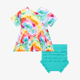Posh Peanut Short Sleeve Peplum Ruffled Bummie Set - Totally Tie Dye - Let Them Be Little, A Baby & Children's Clothing Boutique