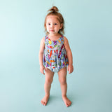 Posh Peanut Sleeveless V-Neck Peplum Bummie Set - Wave - Let Them Be Little, A Baby & Children's Clothing Boutique