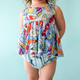 Posh Peanut Sleeveless V-Neck Peplum Bummie Set - Wave - Let Them Be Little, A Baby & Children's Clothing Boutique