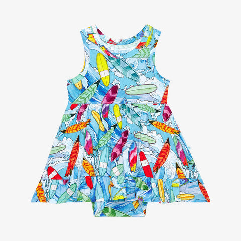 Posh Peanut Racerback Ruffled Bodysuit Dress - Wave - Let Them Be Little, A Baby & Children's Clothing Boutique