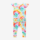 Posh Peanut Ruffled Cap Sleeve Romper - Totally Tie Dye - Let Them Be Little, A Baby & Children's Clothing Boutique