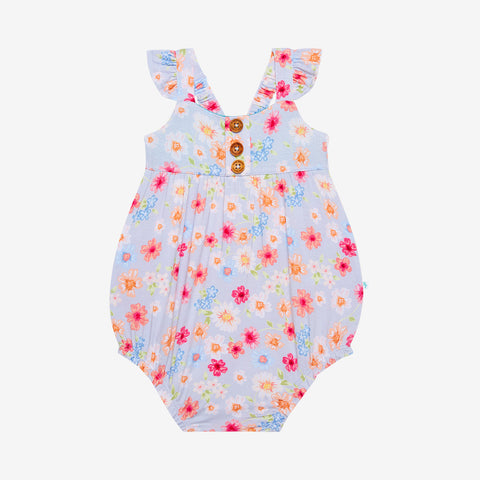 Posh Peanut Ruffled Cap Sleeve Henley Bubble Romper - Carissa - Let Them Be Little, A Baby & Children's Clothing Boutique