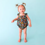 Posh Peanut Ruffled Cap Sleeve Henley Bubble Romper - Rio - Let Them Be Little, A Baby & Children's Clothing Boutique