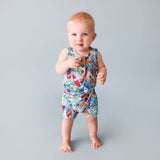 Posh Peanut Henley Racerback Shortie Romper - Wave - Let Them Be Little, A Baby & Children's Clothing Boutique