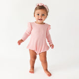 Posh Peanut Long Sleeve Ruffled Waffle Bubble Romper - Fall Rose Waffle - Let Them Be Little, A Baby & Children's Clothing Boutique